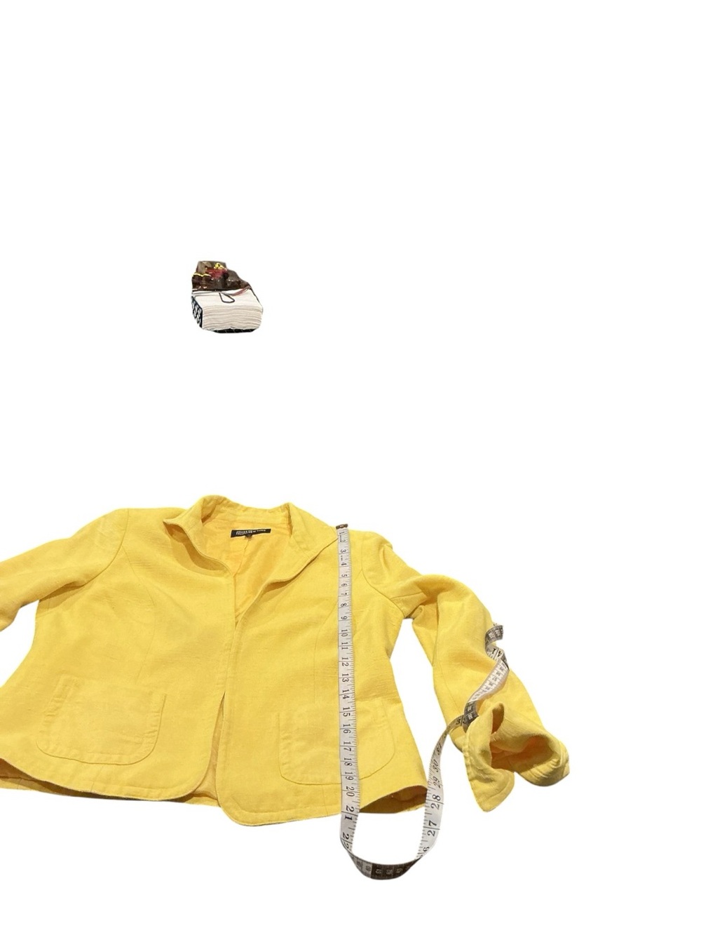 Jones New York Silk Blazer Yellow Size 8 Cropped Lightweight Jacket - Picture 6 of 8